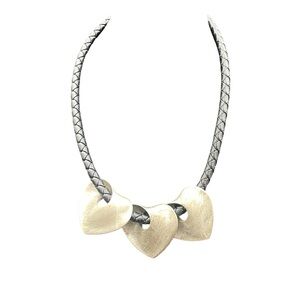 Chico's Silver Heart Minimalist Necklace Collection Black Cord